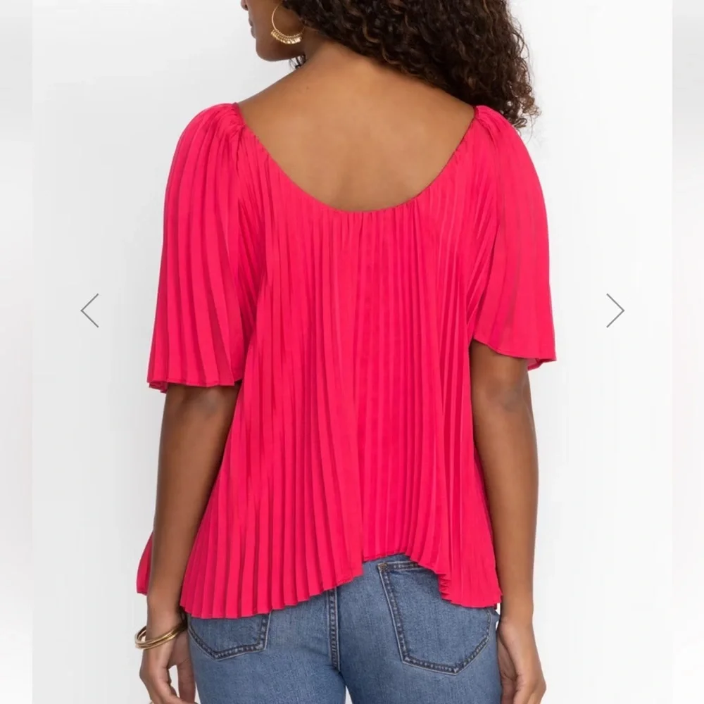 Jade Johnny Was NWT GEORGINNA PLEATED BLOUSE Top Pink